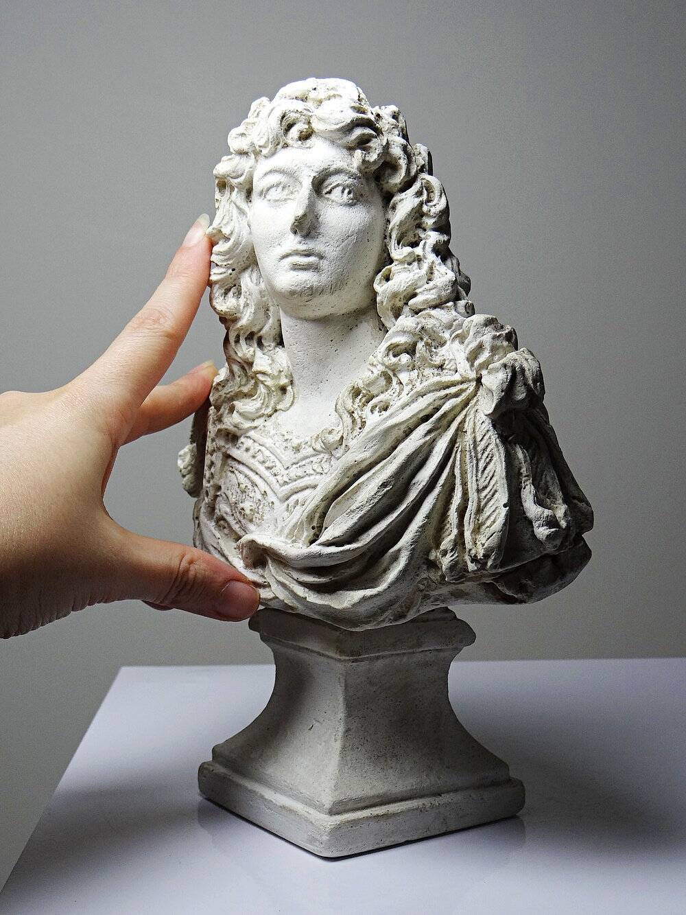 Antique white plaster bust of Louis XIV after Gole & Le Brun