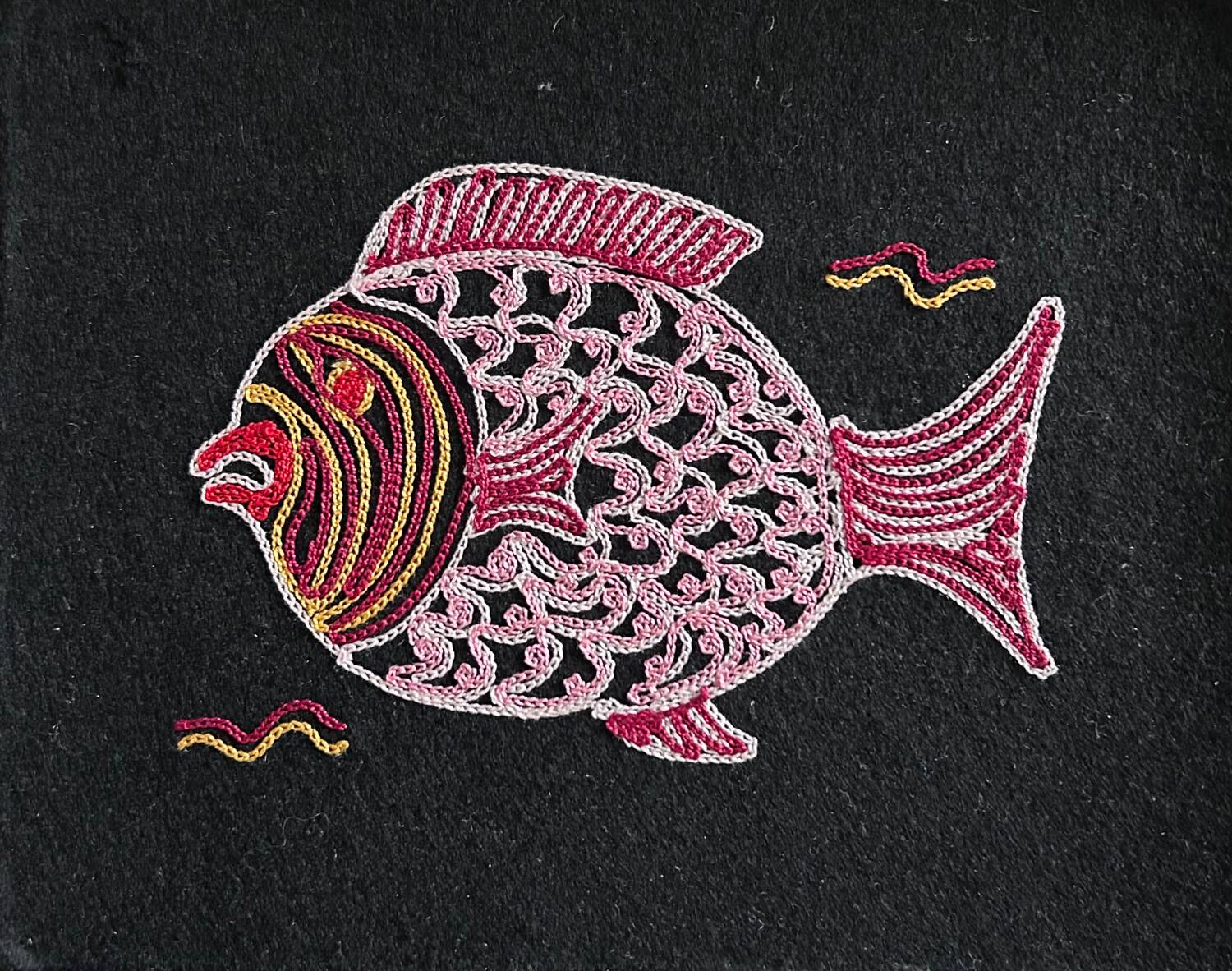 Multicolor embroidered fish