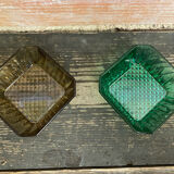 Set of 7 Antique ARCOROC Molded Glass Ramekins/Bowls, Smoked & Vintage Green