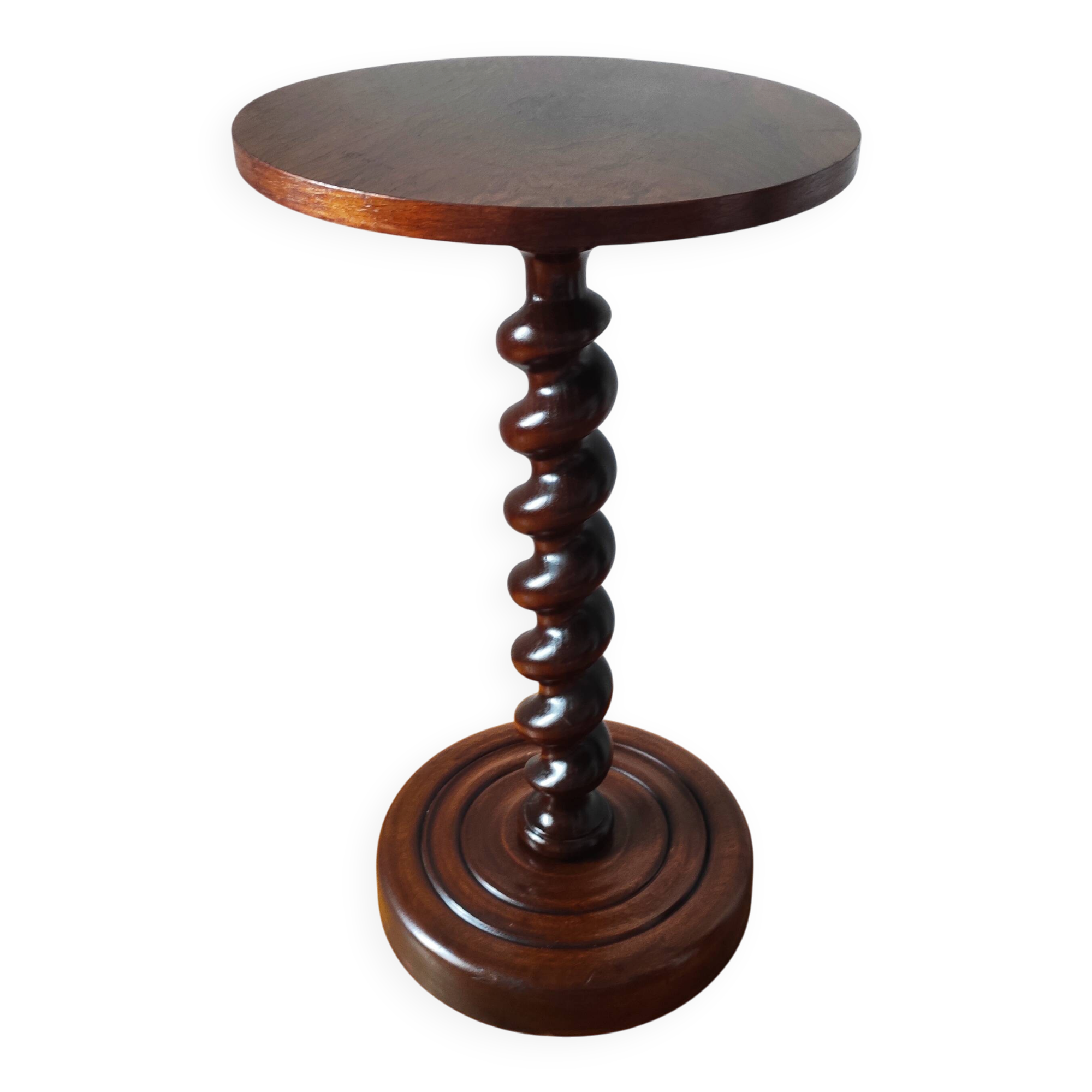 Turned solid wood side table