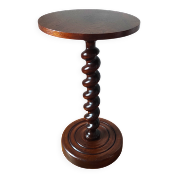 Turned solid wood side table