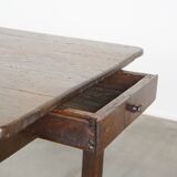 Early 19th-Century French Oak Dining Table with One Drawer
