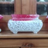 Old planter set and 2 Clichy glass vases