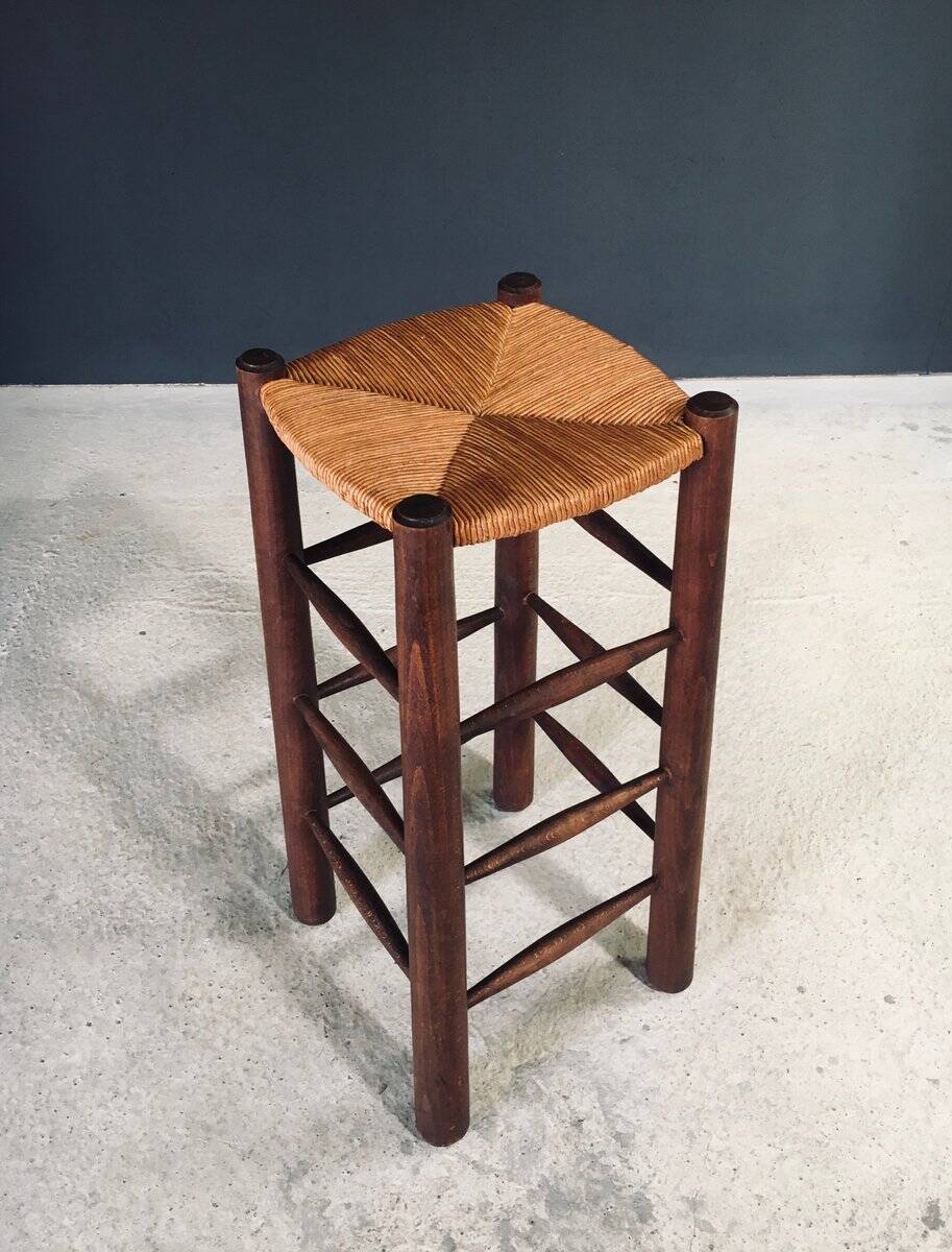 Brutalist bar stool by Charles Dudouyt, France, 1940s.