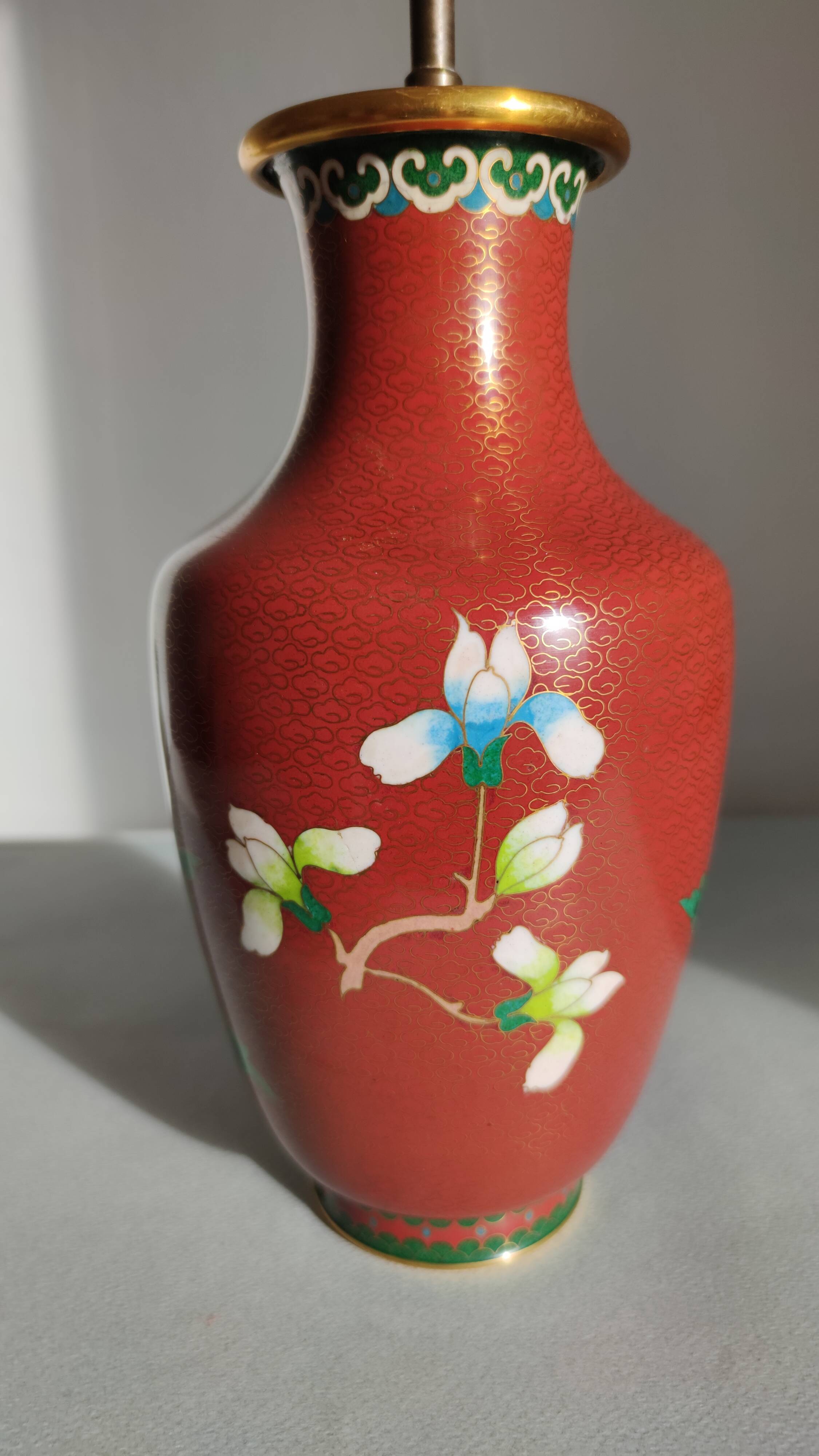 Enamel lamp cloisonnée drimmer vintage 56 cm h
