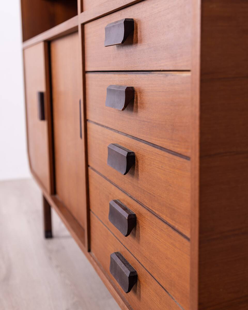 Buffet haut vintage années 60 en bois de teck design italien