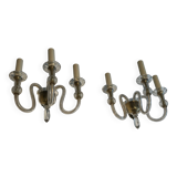 Pair of Murano crystal wall lights with 3 arms.