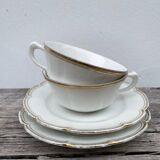 Pair of Limoges porcelain cups with gold trim
