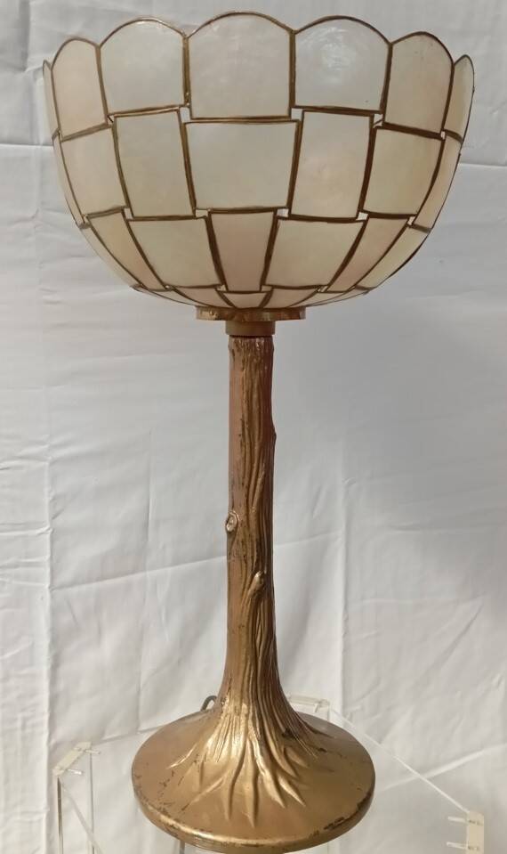 Gold metal and mother-of-pearl lamp from the 70s