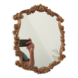 Vintage Florentine mirror from the 60s, golden resin, Italy, 37 x 29 cm