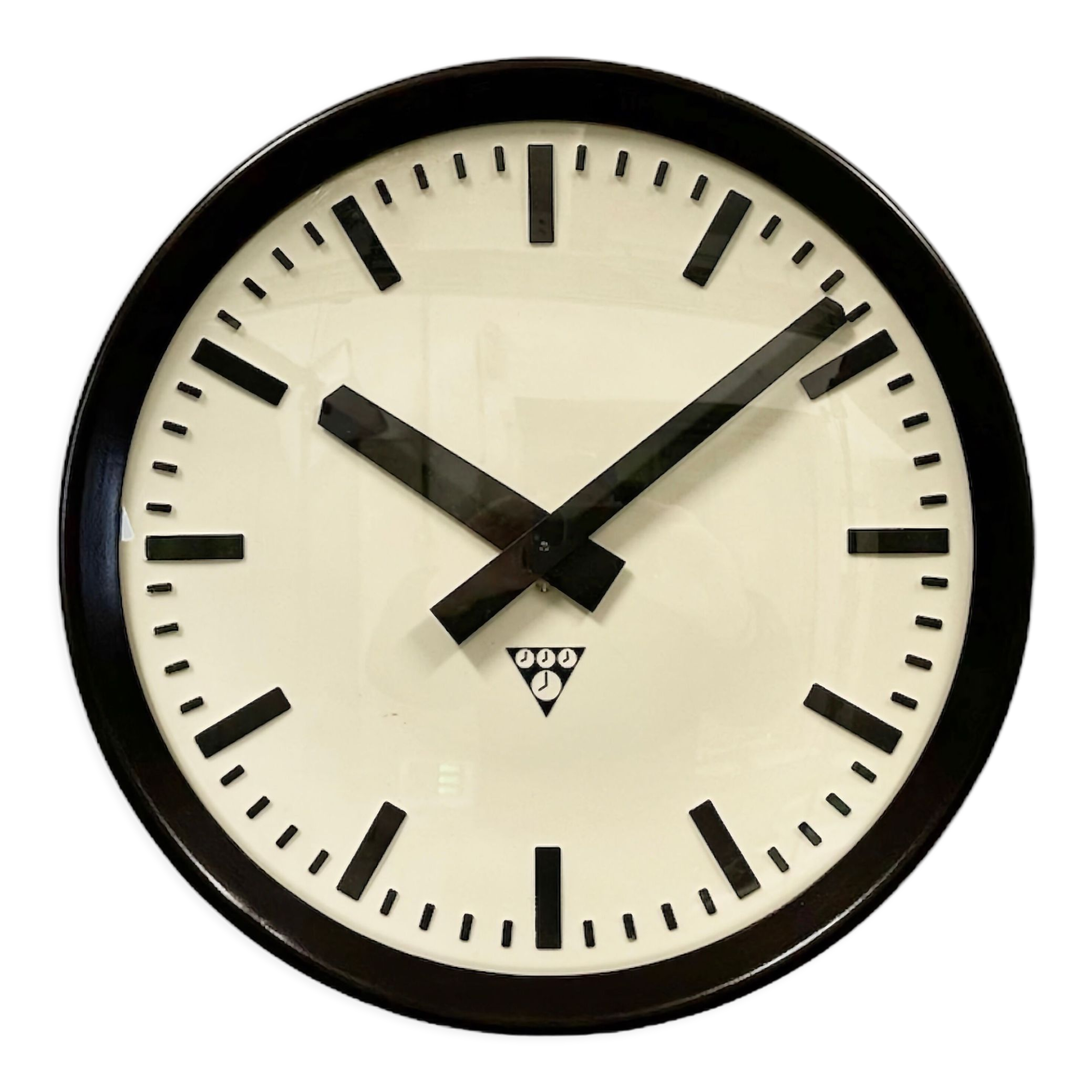 Industrial bakelite factory wall clock from Pragotron, 1960s