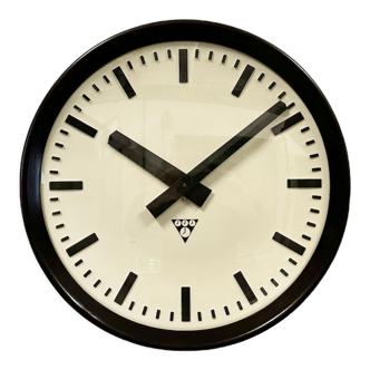 Industrial bakelite factory wall clock from Pragotron, 1960s