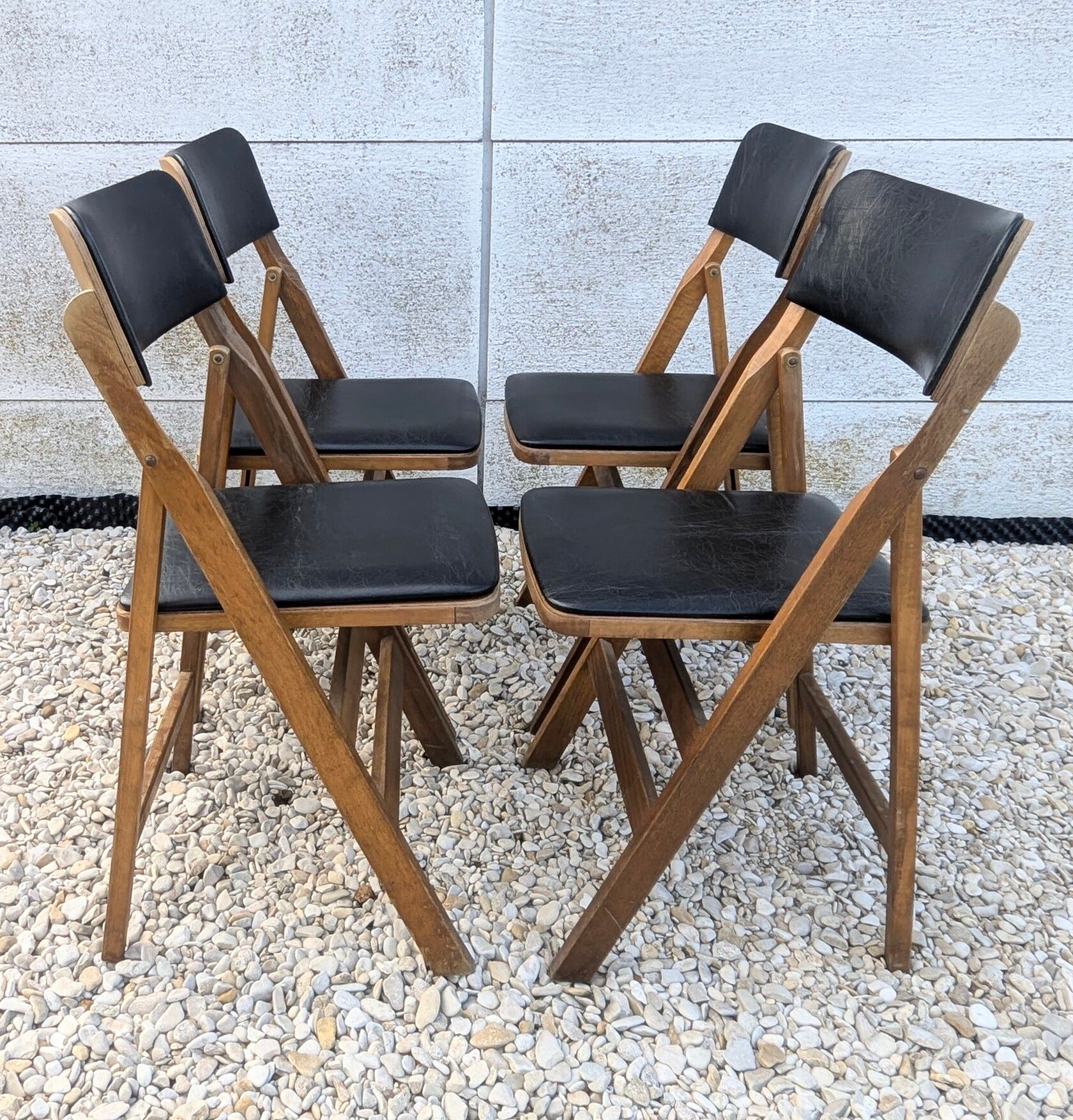 Lot of 4 Mid Century Folding Chairs 60s 70s vintage