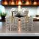 Pair of vintage chiseled glass wall lights