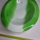 Plat décoratif ovale en pâte de verre, vert prairie et blanc, 45 cm