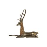 Deer sculpture copper reclining deer with antlers sarreid ltd 30cm