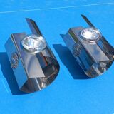 Pair of 70s designer wall lights in chrome metal