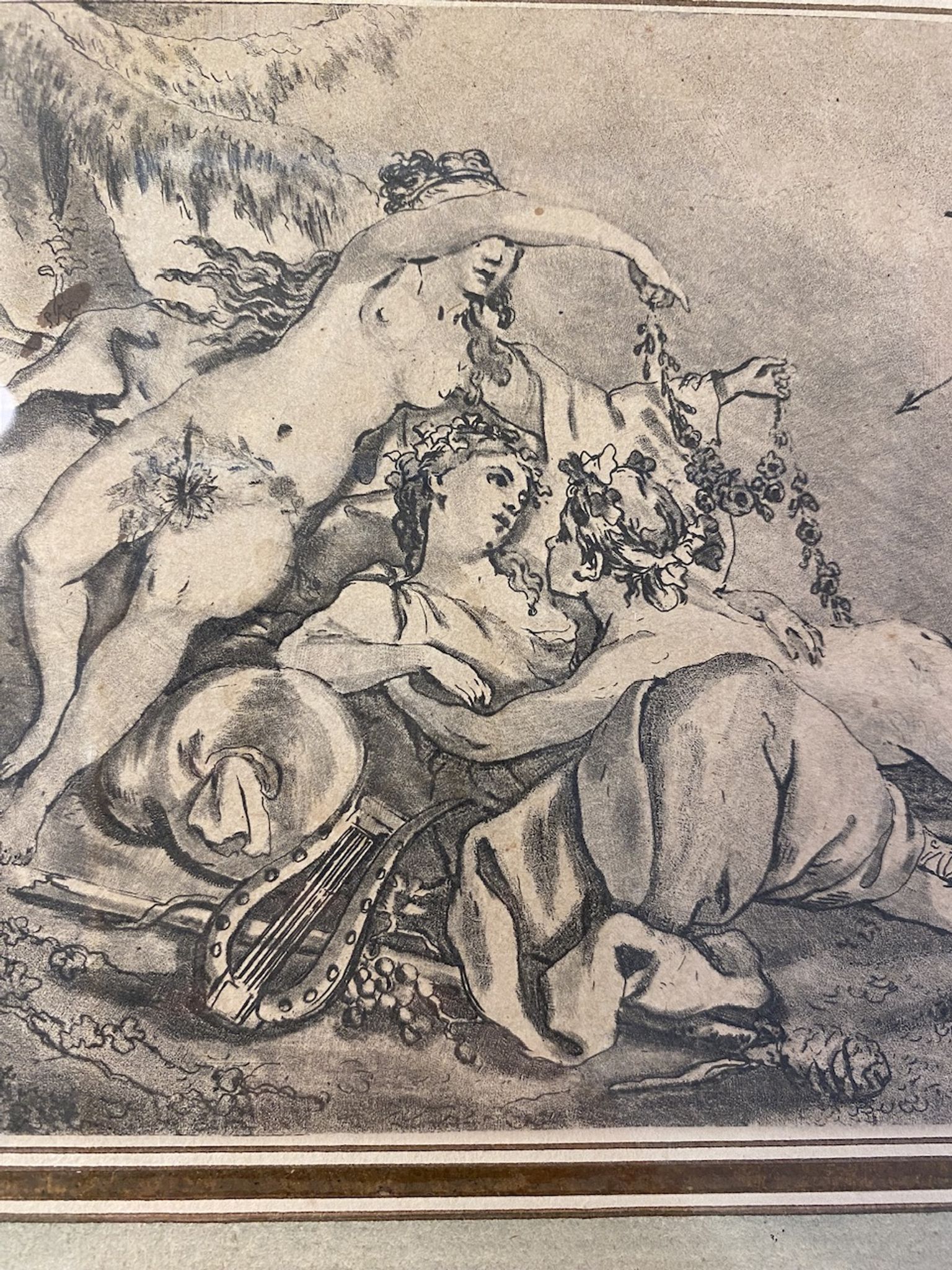 Antique print, Venus and Cupid after Francois Boucher early XX century