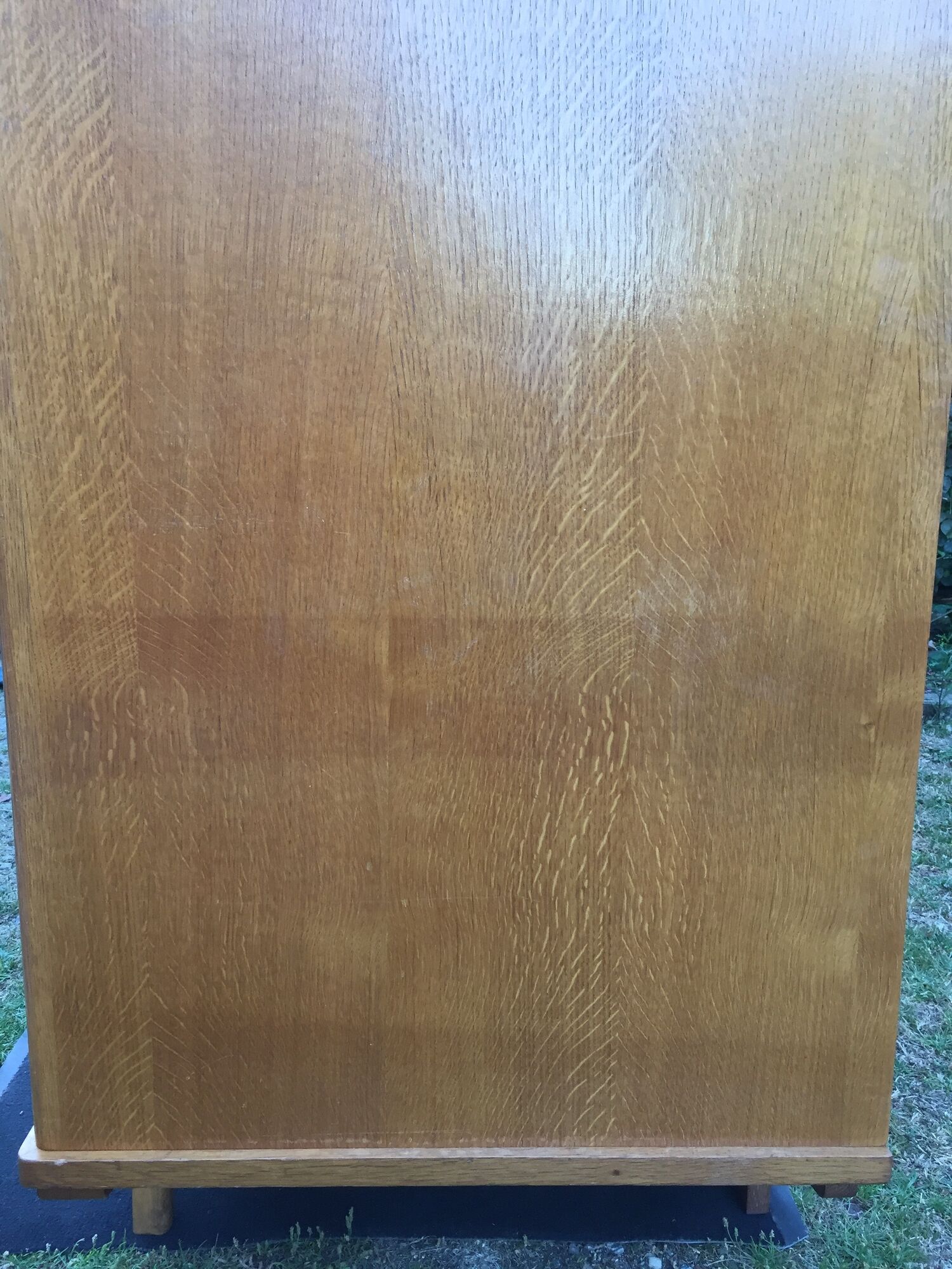 Vintage wardrobe with compass feet in oak and oak cp with 2 sliding doors.