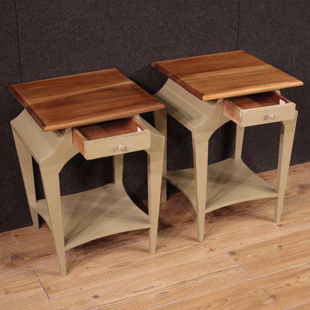 Pair of painted design bedside tables from the 80s