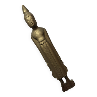 Statuette en bois doré bouddha debout, bodhisattva, Birmanie, XIXème