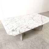 Vintage white marble coffee table, 1970s