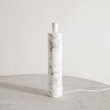 Swedish Mid Century White Marble Cylindrical Table Lamp by Bergboms, 1960s