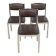 Suite of 3 Leather and Chrome Metal Chairs, attributed to Collomb Creation – 1970