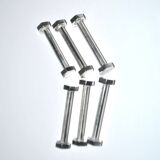 Set of 6 modernist industrial design silver metal nut and bolt knife rests