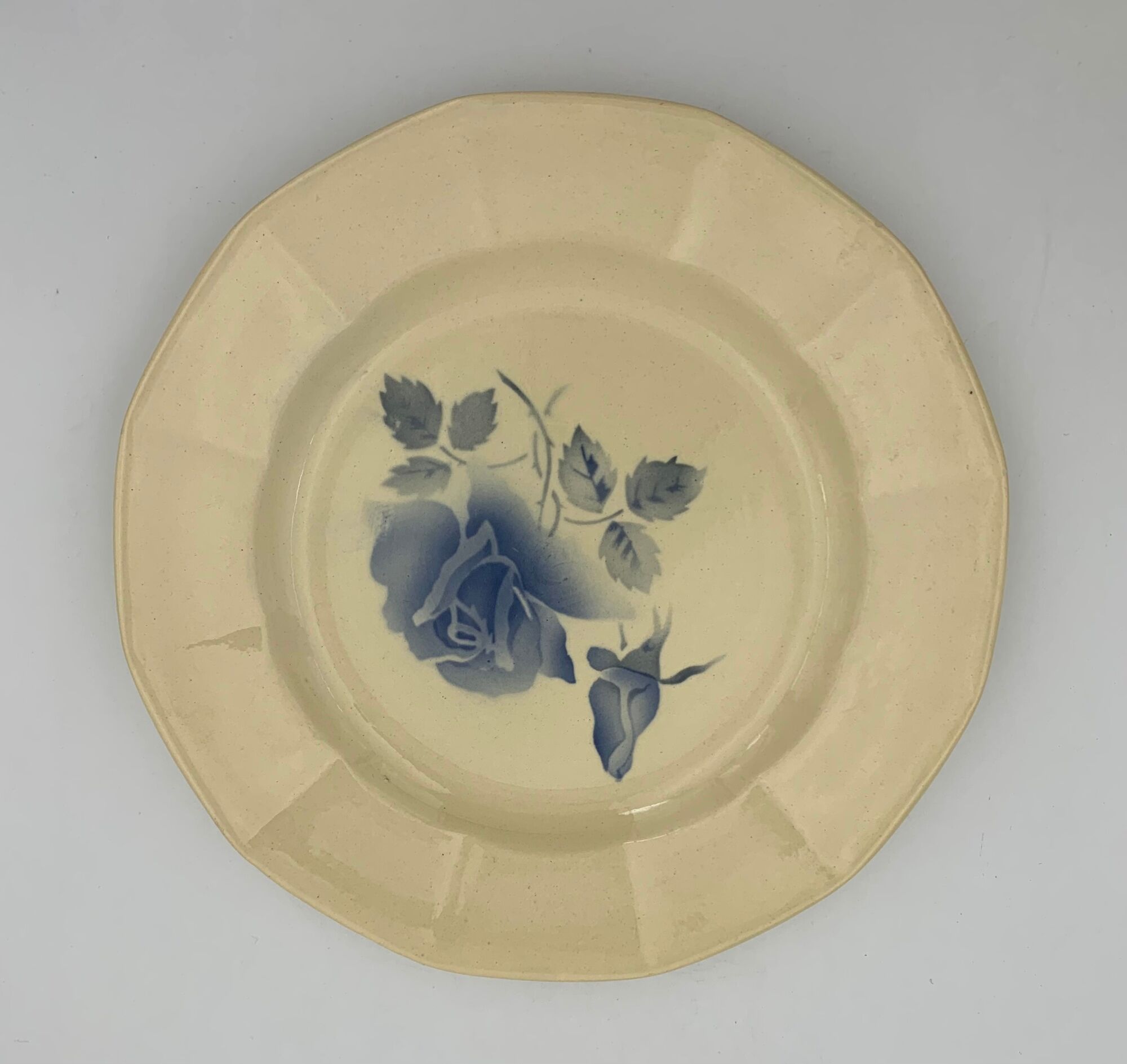 8 assiettes à dessert vintage faïence terre de fer Digoin, années 1940