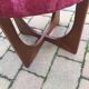 Mid-Century ottoman stool in teak with fuchsia padded seat — G-Plan (1960s)