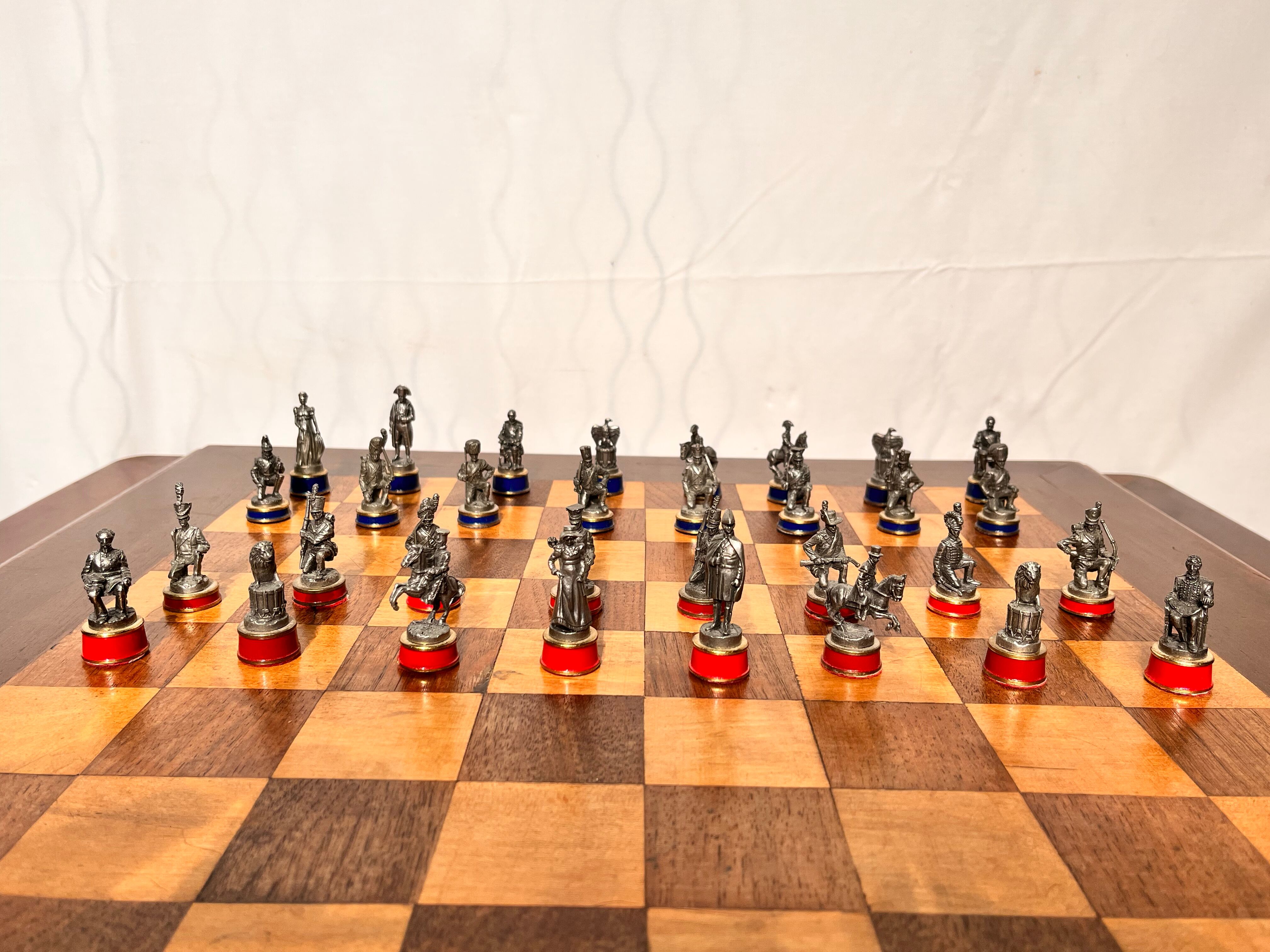 Table game chess vintage Napoleonic pawns metal