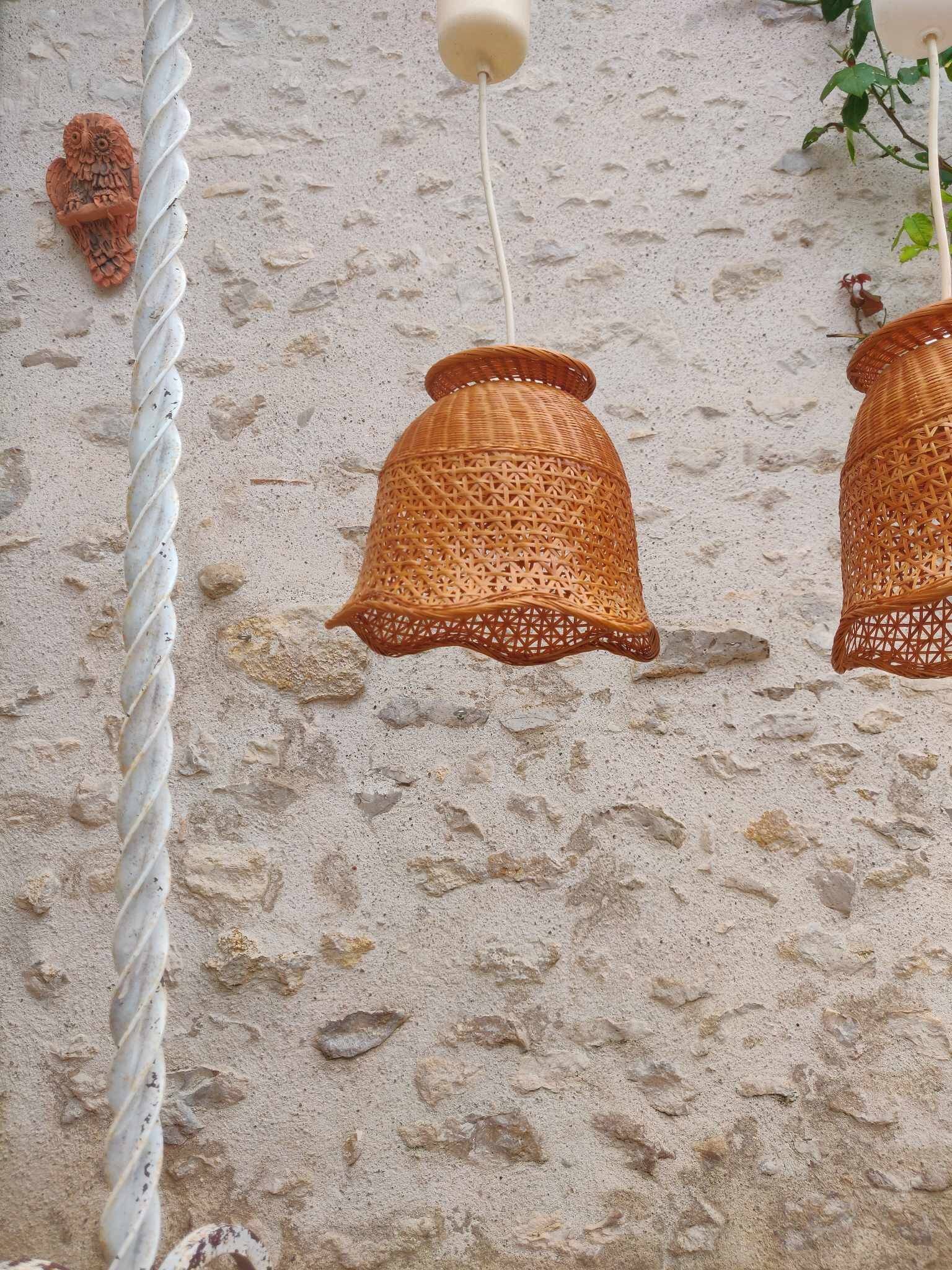 Old rattan pendant lamps