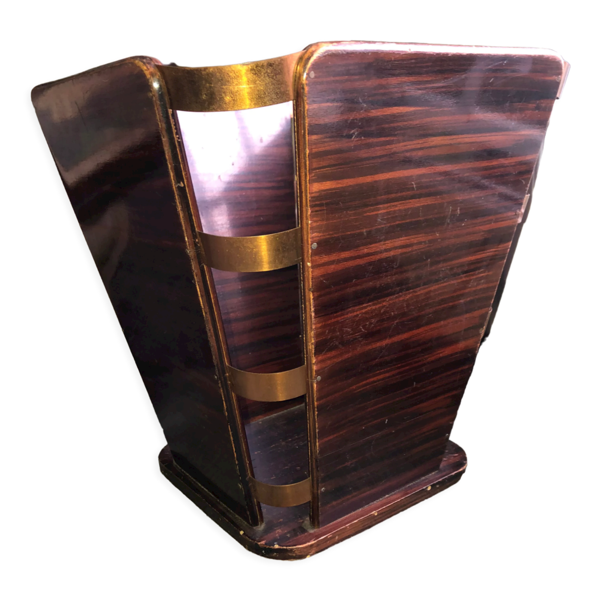 Antique art deco design rosewood waste paper basket