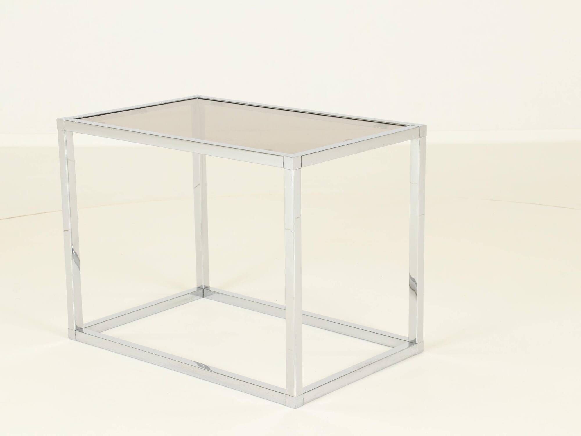 Coffee or Side Table in Chroom & Smoked Glass by Belgo Chrom, Belgium,1970s