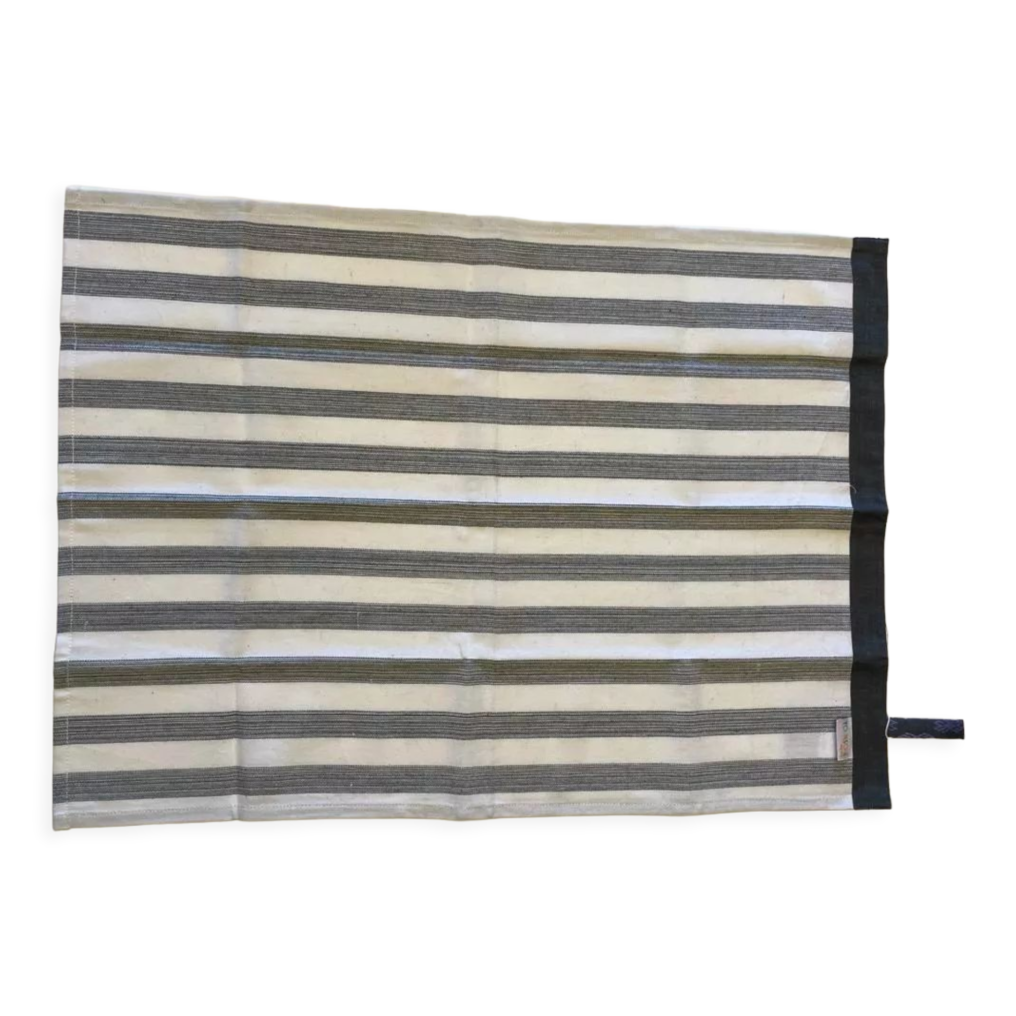 Black striped tea towel