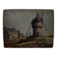 Huile sur carton représentant un moulin XXe par L. Ganthier
