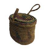 Bohemian seventies basket in plaited straw