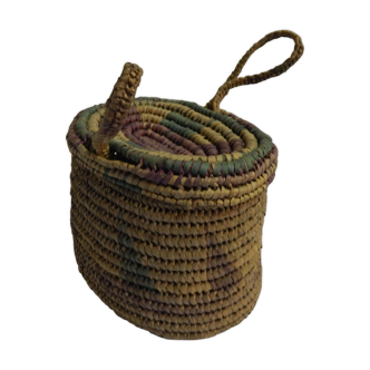 Bohemian seventies basket in plaited straw
