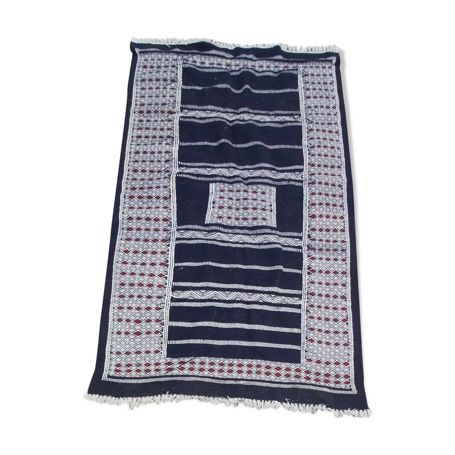 Traditional blue Berber blue kilim rug handmade - 180x105cm