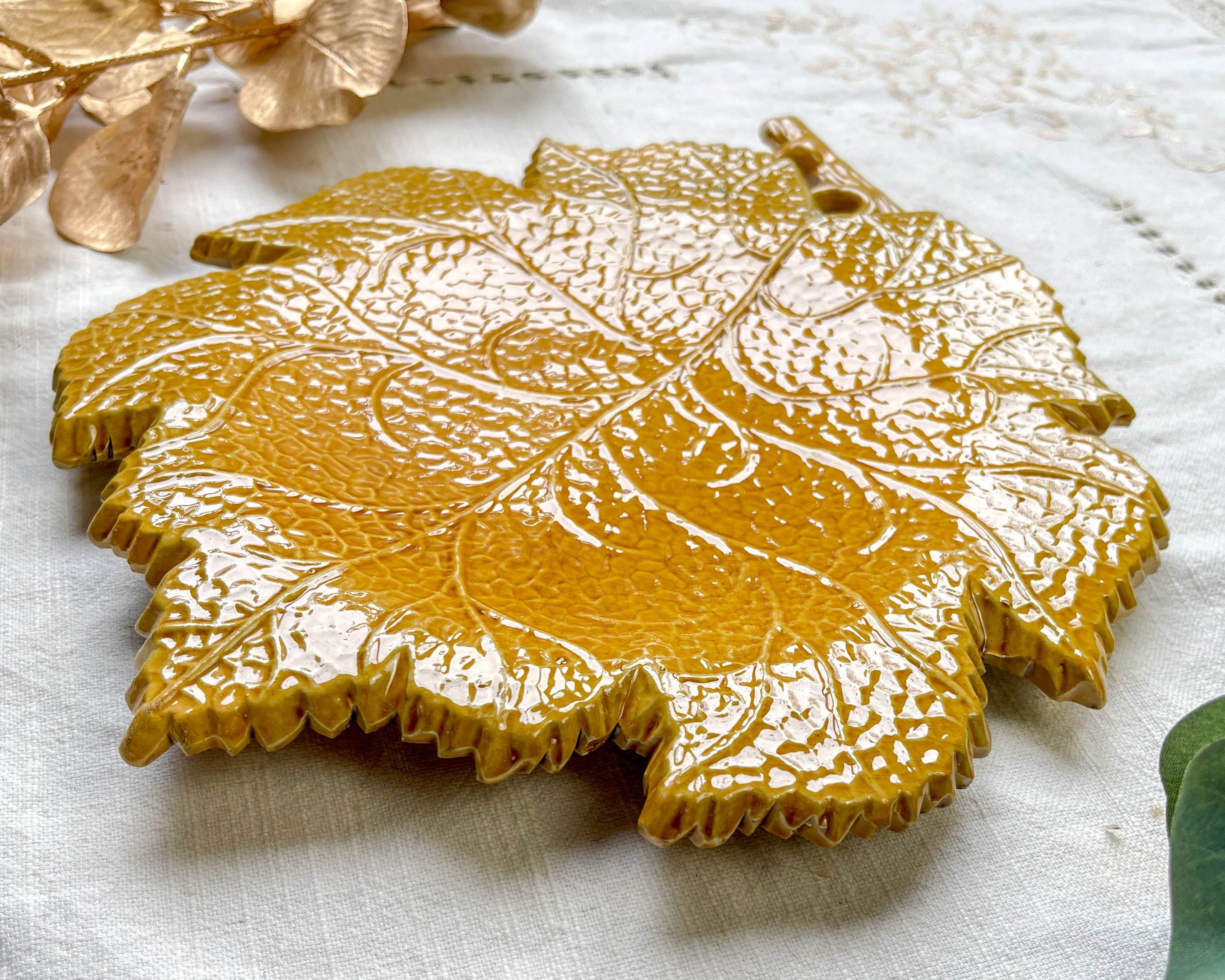 Vintage ochre earthenware dish AEGITNA Vallauris 1950/60