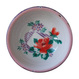 Enamelled sheet metal basin floral decoration