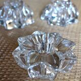 Un lot de 3 bougeoirs en verre étoile fleur vintage