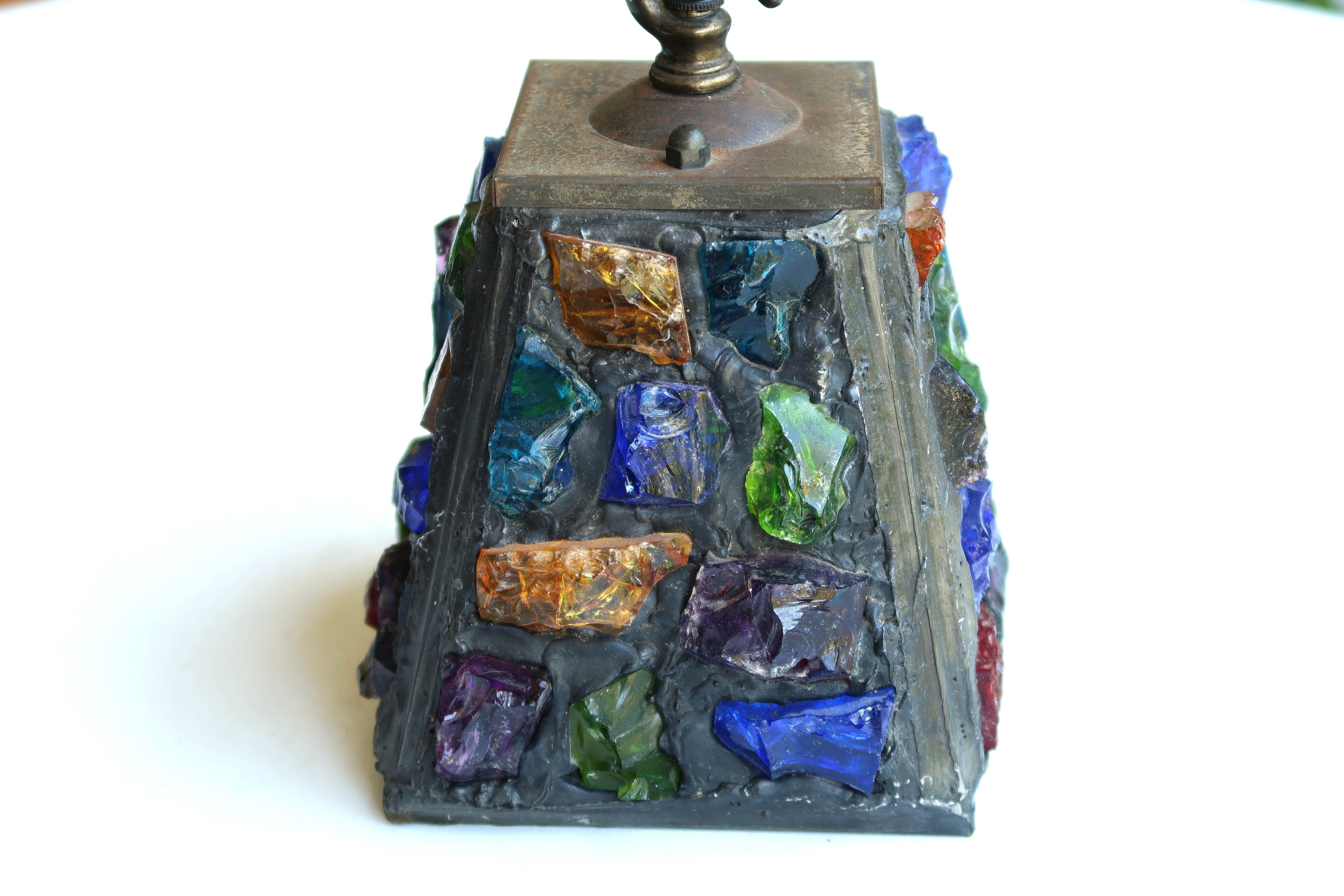 Glass and lead pendant lamp by Peter Marsh, 50s