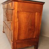 Restoration period commode with walnut burl, marble top.