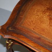 Pine desk with leather and gilding, late Victorian period around 1900.