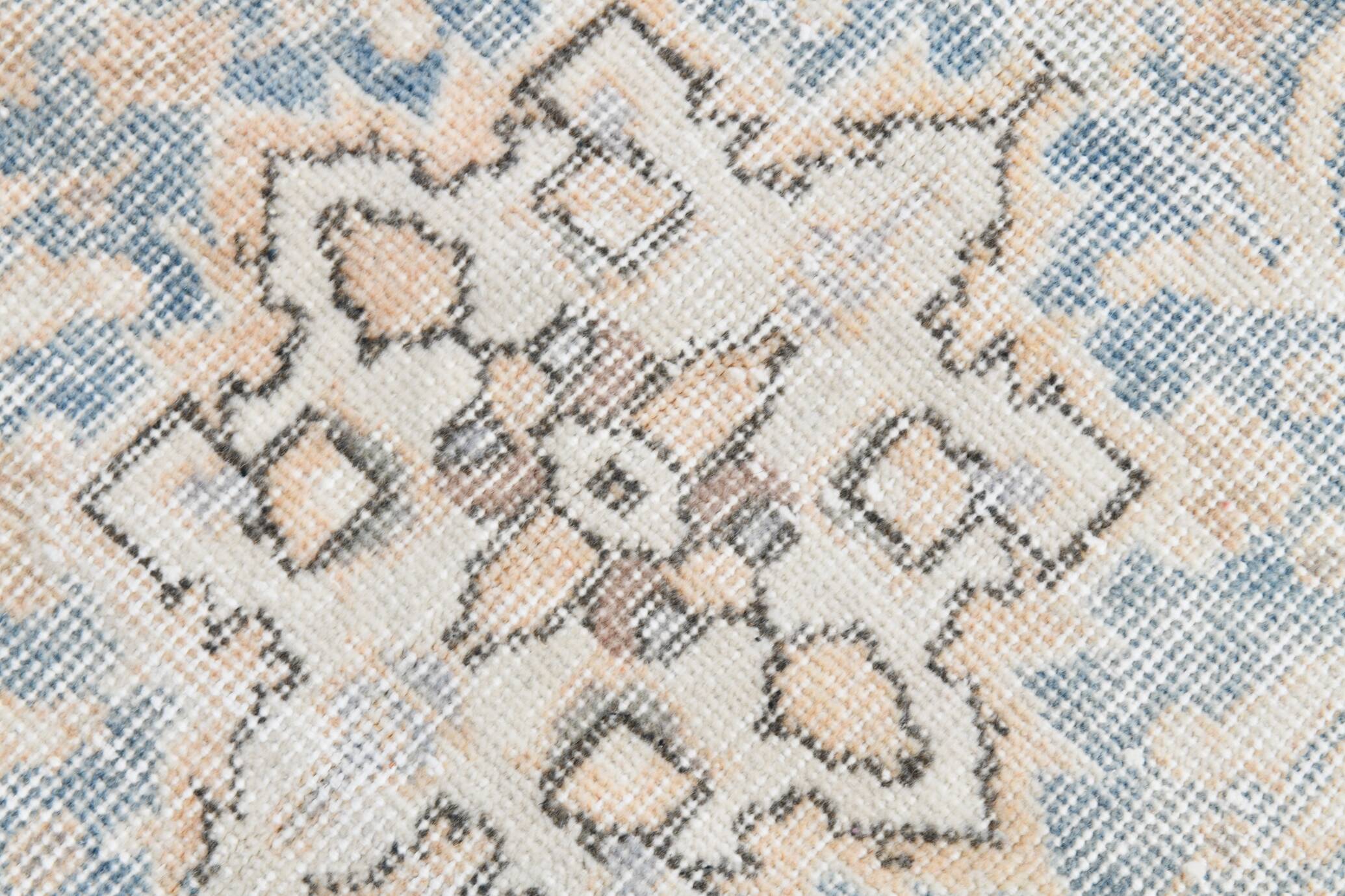 6x10 Pale Orange & Blue Vintage Rug 192x314Cm SK 21428