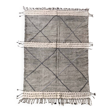 Kilim berbère marocain Zanafi noir et blanc 3,10x1,80m