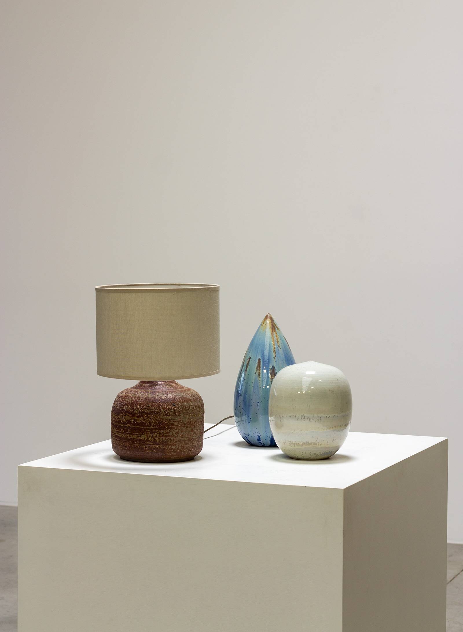 Glazed terracotta table lamp, circa 1965