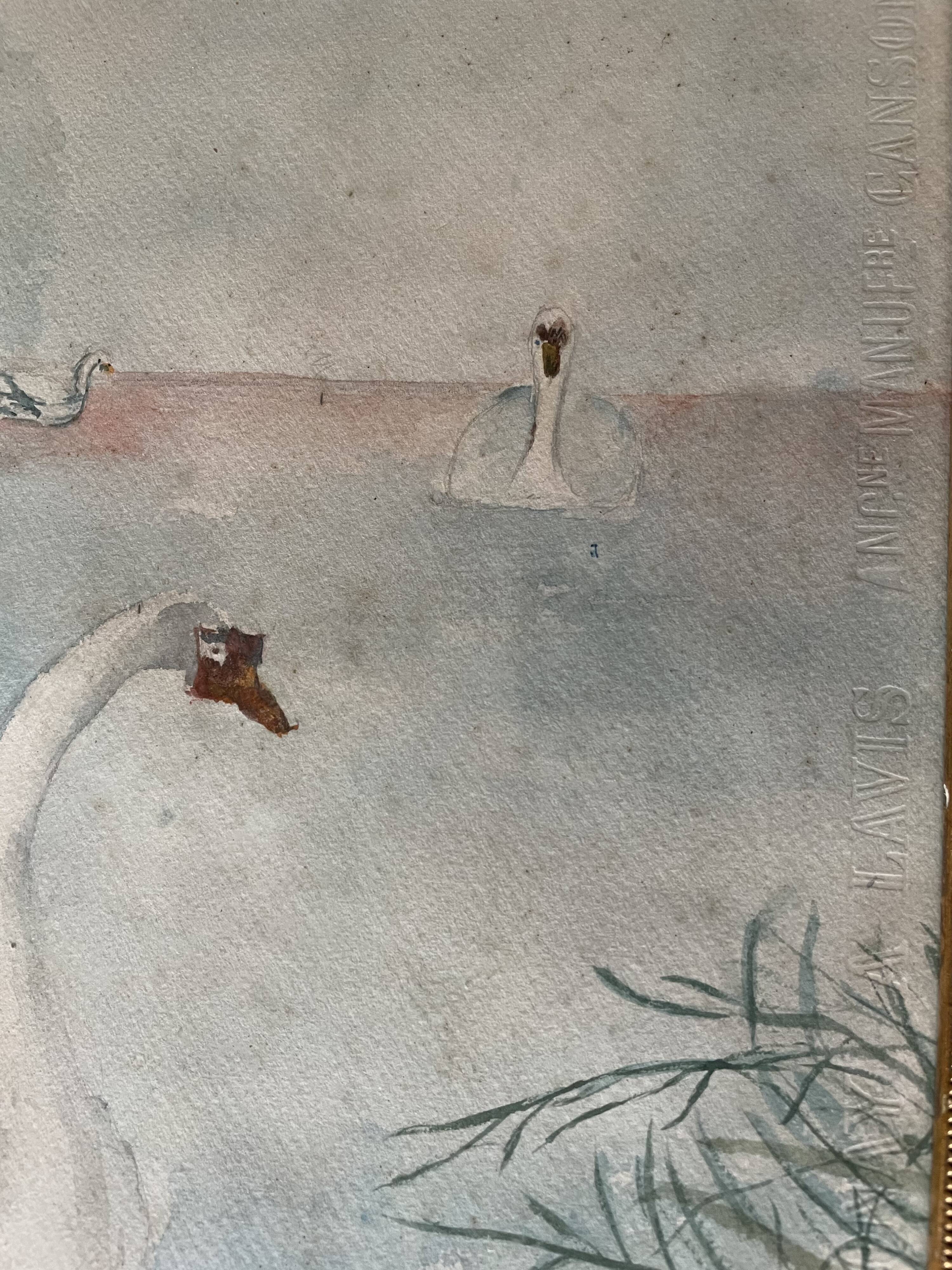Tableau ancien bord de rivière